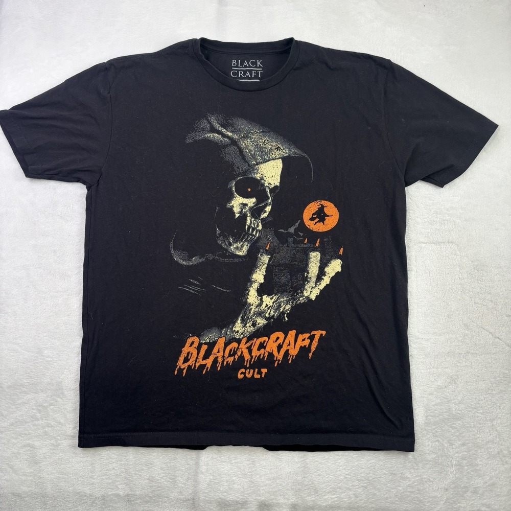 Black Craft Cult Grim Reaper Halloween Black Short Sleeve Graphic Shirt Men's 2X